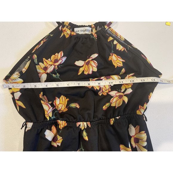 Almost Famous Women Halter Mini Dress Floral Fit & Flare Sleeveless Black Size S - Picture 3 of 7